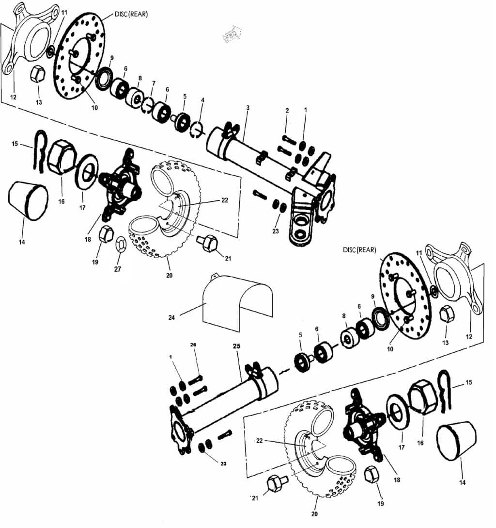 AXLE TUBE AND HITCH ASSEMBLY LEFT